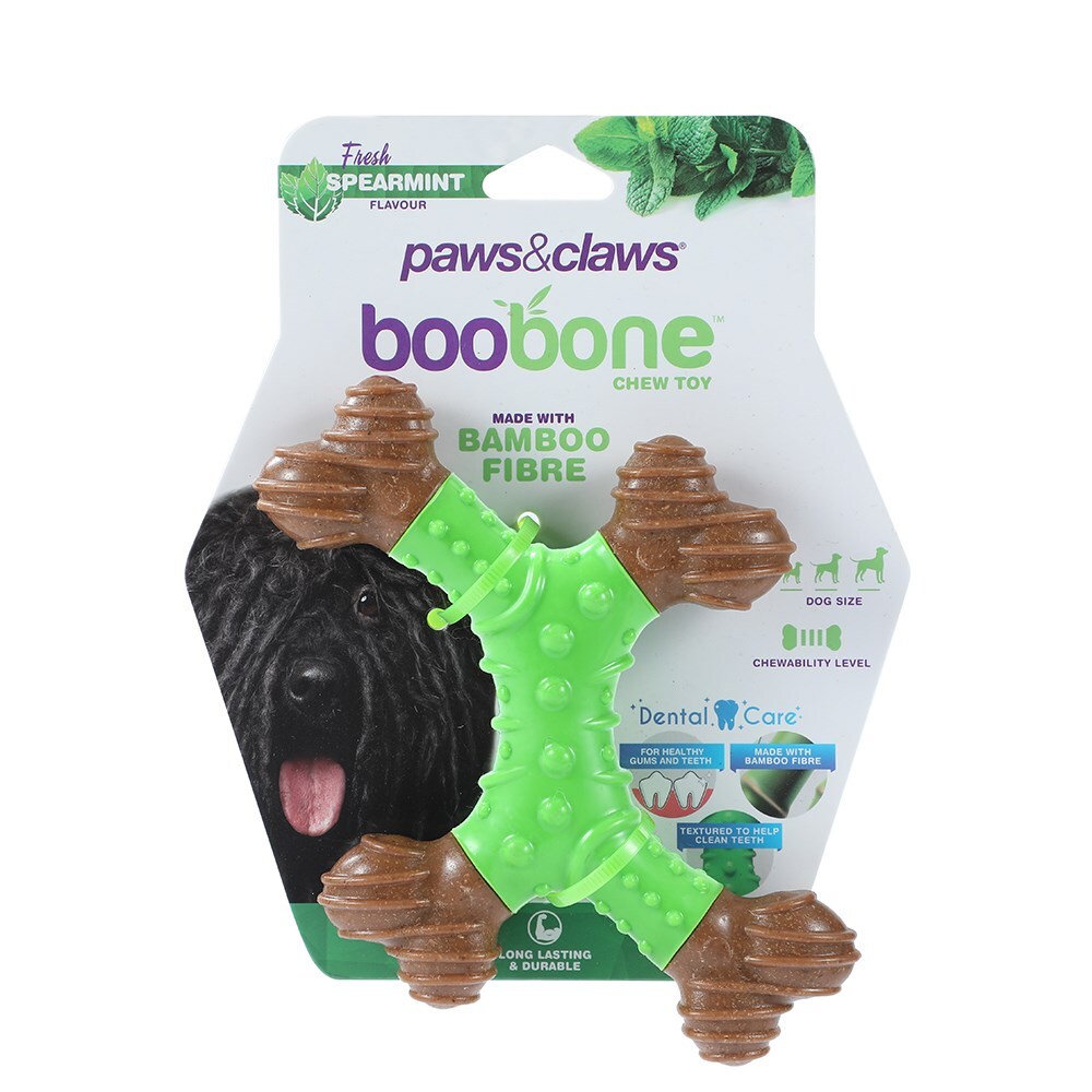 Paws and Claws BooBone 4 Way Dental Bone 16.5cm Dog Chew Treat/Toy Spearmint (3 Pack) — image 2
