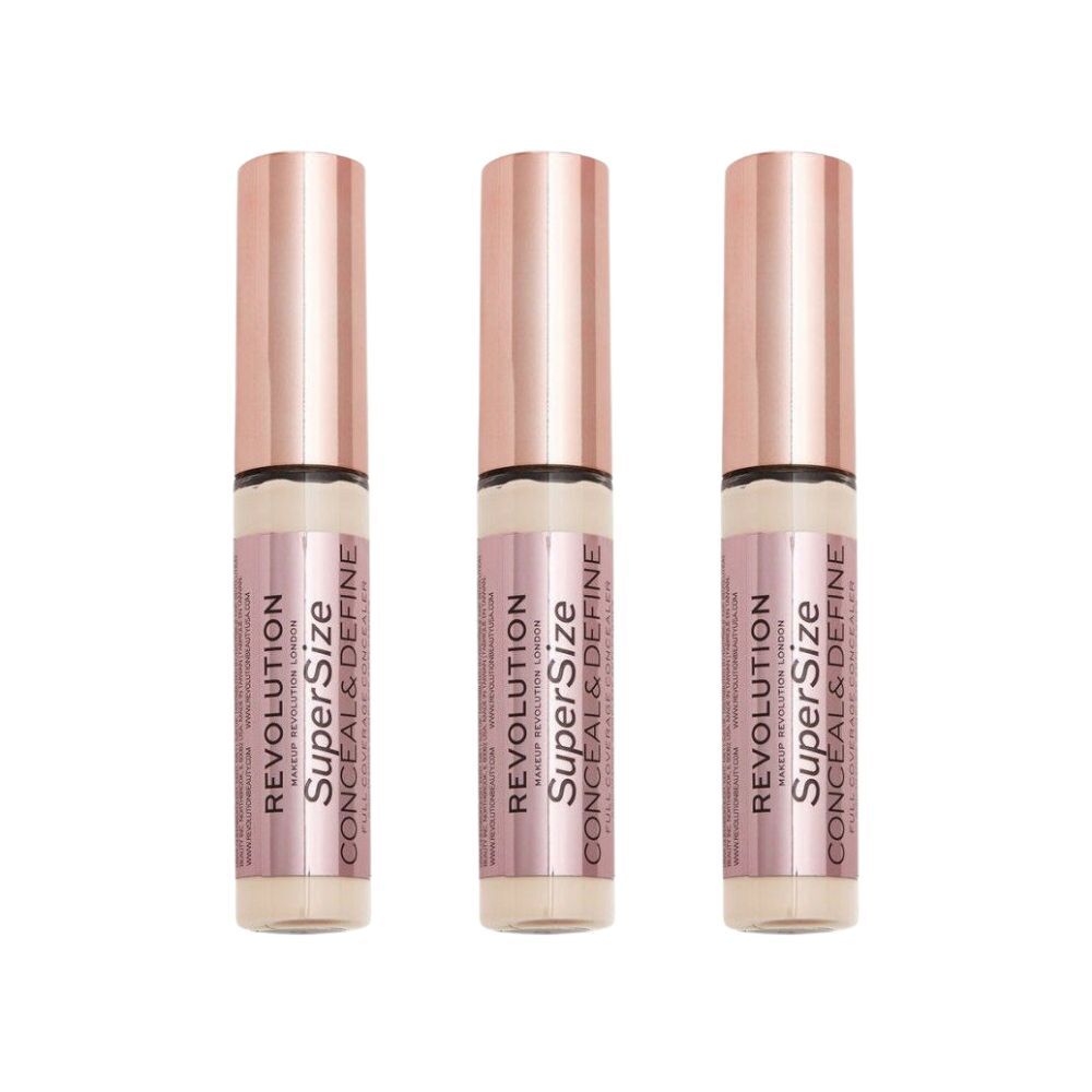 Revolution 13g Super Size Conceal & Define Concealer C2 Beauty Makeup (3 Pack)