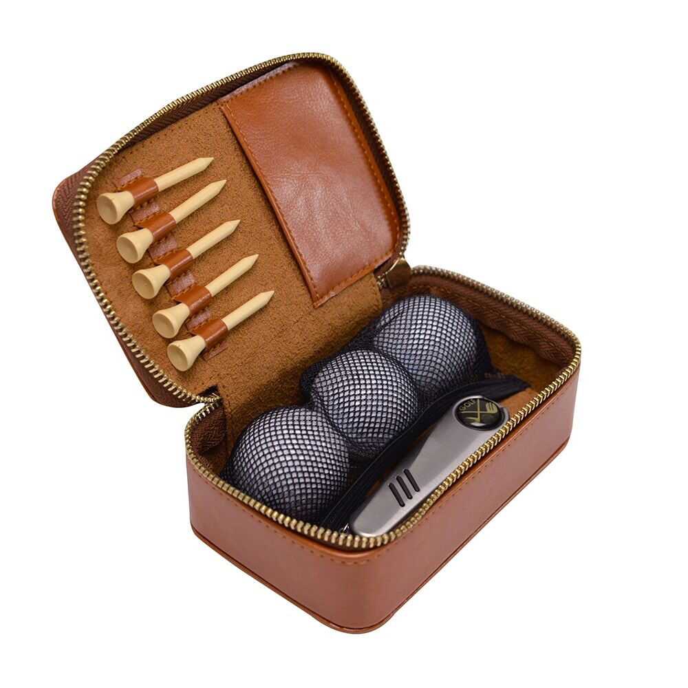 Annabel Trends 14.5cm Brown Gentleman's Golf Kit w/ Vegan Leather Case