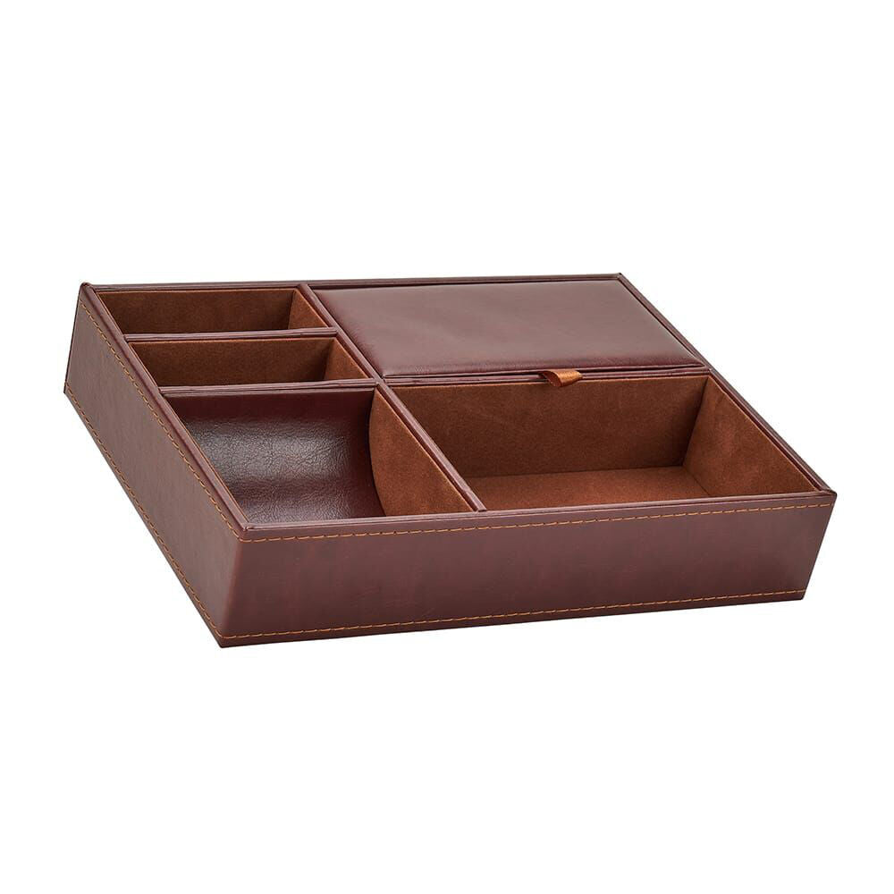 Annabel Trends 25.7x18.7cm Brown Gentleman's Nightstand Tray Organiser