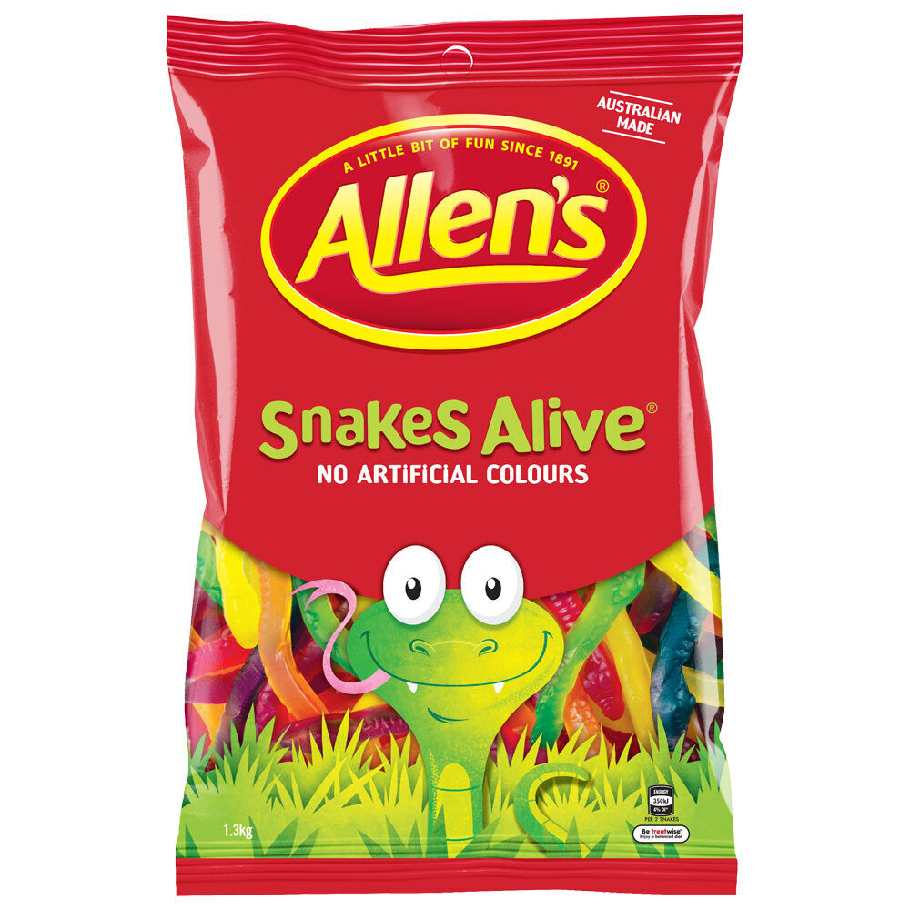 Allen's 1.3kg Snakes Alive Soft Chewy Gummy Candy/Lolly/Sweet Snack Bag (2 Pack) — image 2