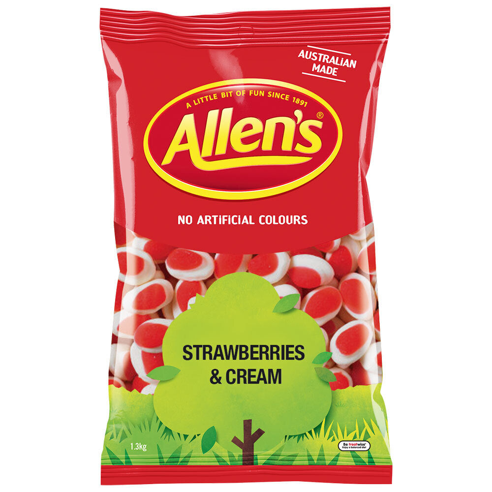Allen's 1.3kg Creamy Strawberries & Cream Flavour Chew Lolly/Candy Sweets (2 Pack) — image 2