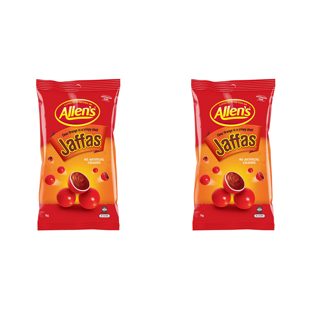 Allen's 1kg Jaffas Choc Orange Crispy Crunchy Candy/Lolly Sweet Snack Bag (2 Pack)
