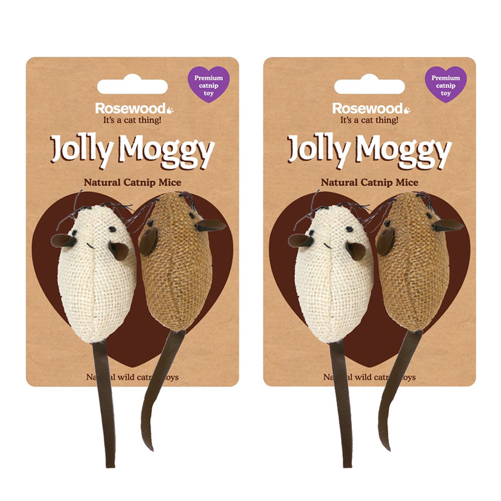 Rosewood Pet Jolly Moggy Catnip Mice/Mouse Cat Playing Teasing Soft Toy (4 Pieces)
