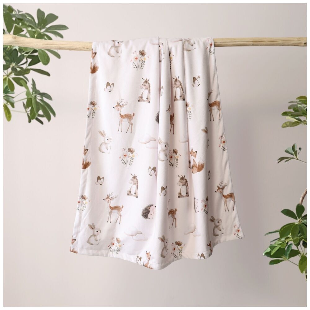 The Peanutshell Forest Dreams Animal Velour Printed Blanket Baby Pink (2 Pack) — image 4