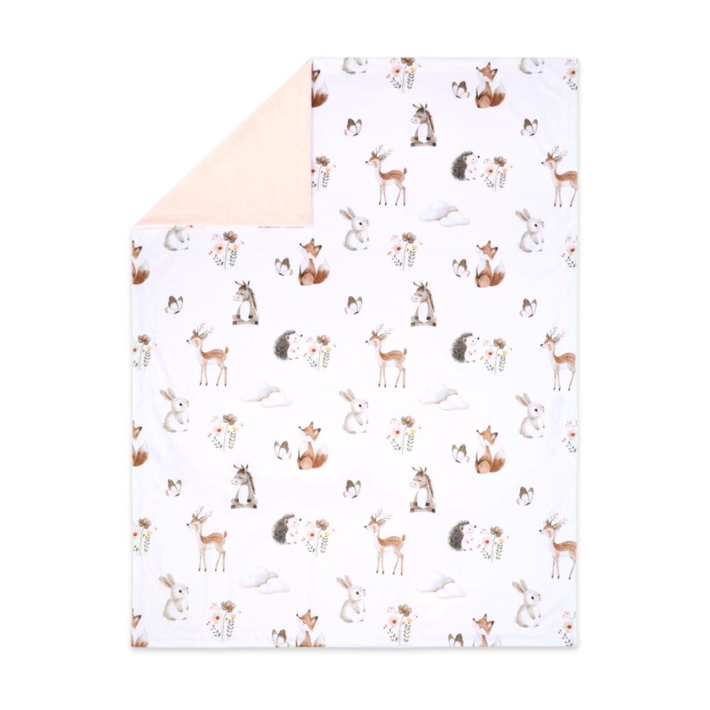 The Peanutshell Forest Dreams Animal Velour Printed Blanket Baby Pink (2 Pack) — image 3