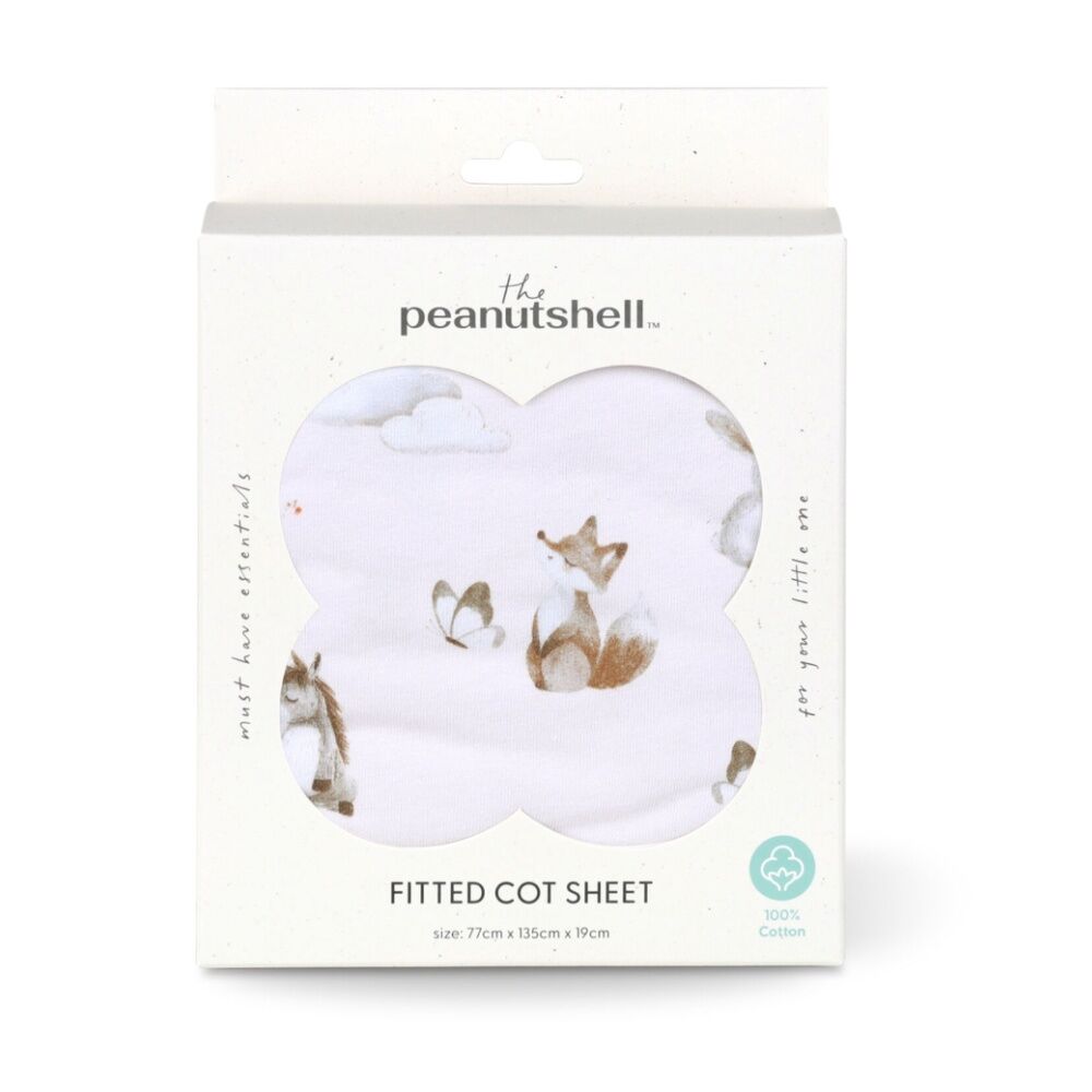 The Peanutshell 77x135cm The Peanutshell 100% Jersey Cotton Forest Dreams Cot Fitted Sheet