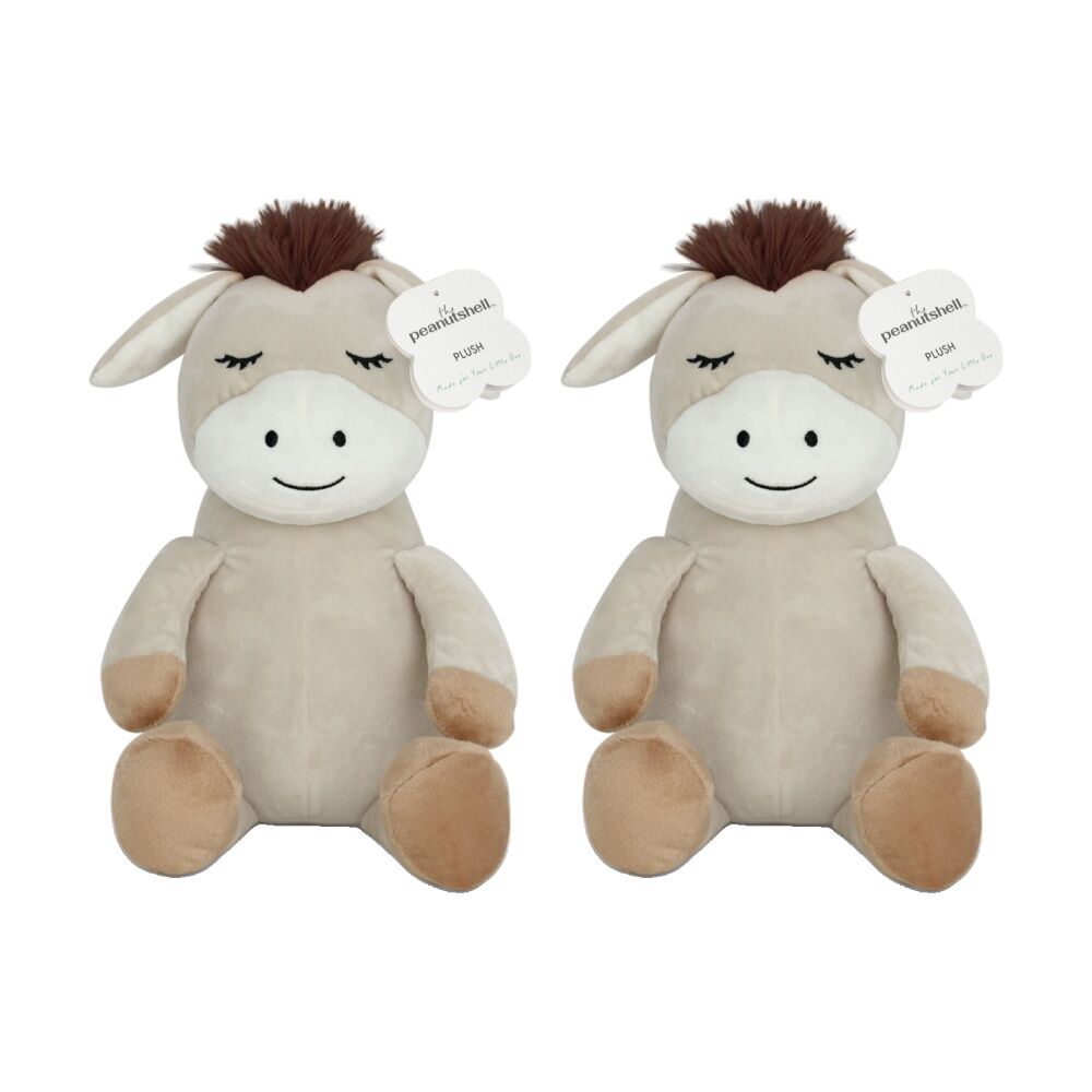 The Peanutshell Forest Dreams Donkey Plush Childrens Toy 100% Cotton Pink (2 Pack)