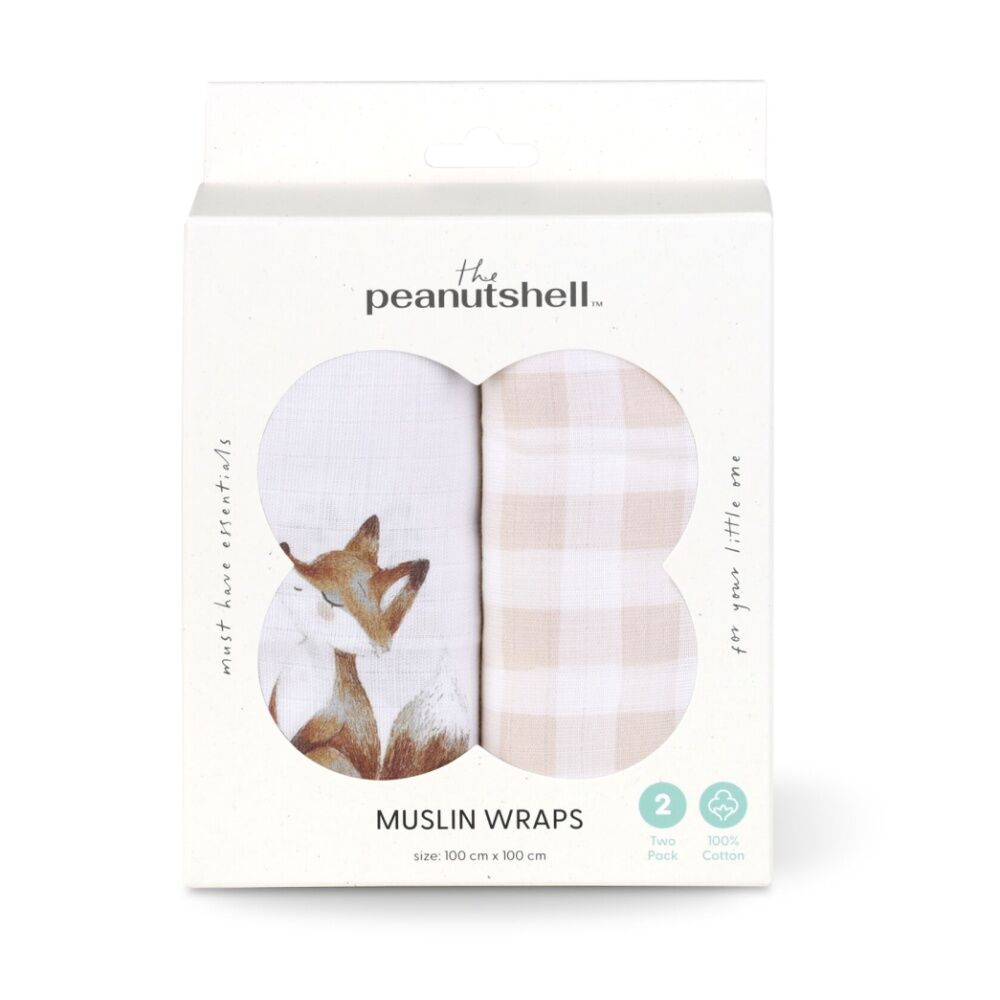 The Peanutshell 2pc The Peanutshell Forest Dreams Baby Muslin Wraps 100% Cotton Pink/White (2 Pack) — image 2