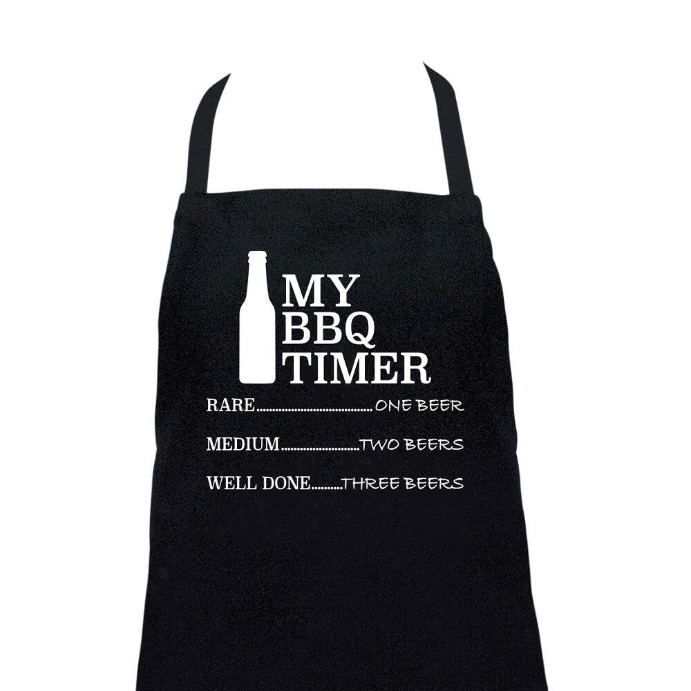 Annabel Trends Screen Print Cotton Kitchen Apron 60x80cm BBQ Timer Black (2 Pack) — image 2