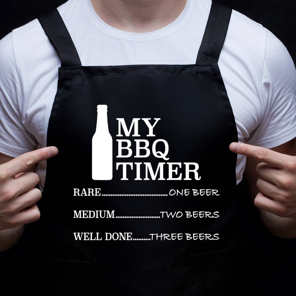 Annabel Trends Screen Print Cotton Kitchen Apron 60x80cm BBQ Timer Black (2 Pack) — image 4