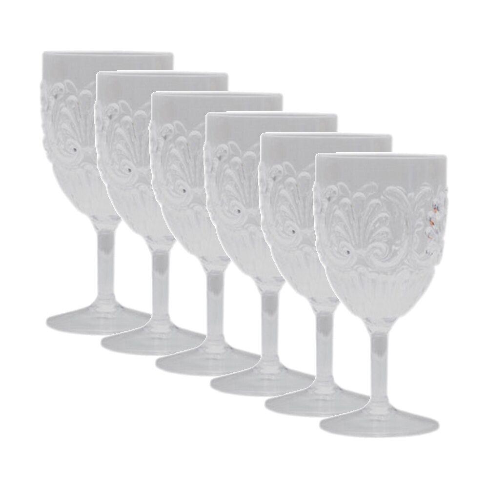 SS Collective Clear Scallop Design Acrylic Wine Glass Drinkware 443ml (6 Pack)