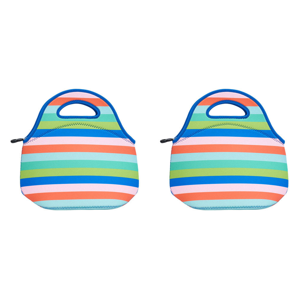 Annabel Trends 30cm Neoprene Lunch Bag Outdoor/School Lunchbox Bright Stripes (2 Pack)
