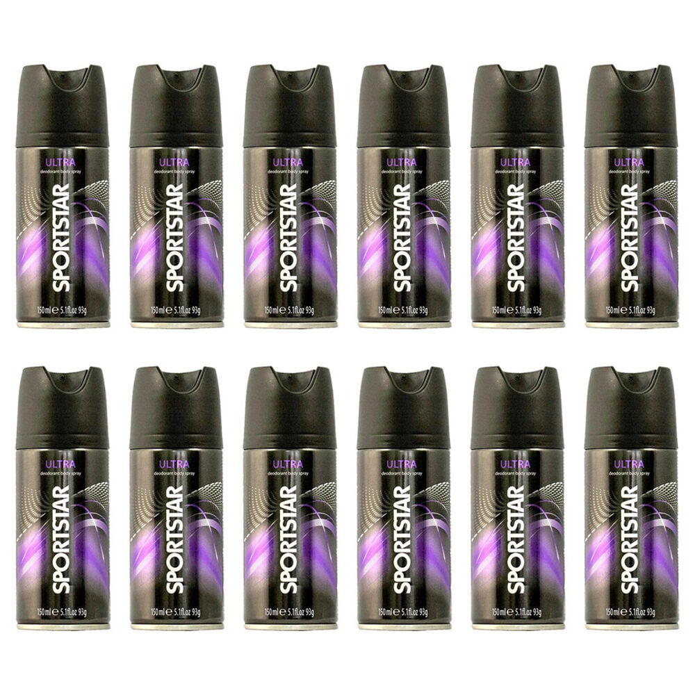 Sportstar Men's Deodorant Body Spray Ultra Scent 150ml Odour Protection (12 Pack)