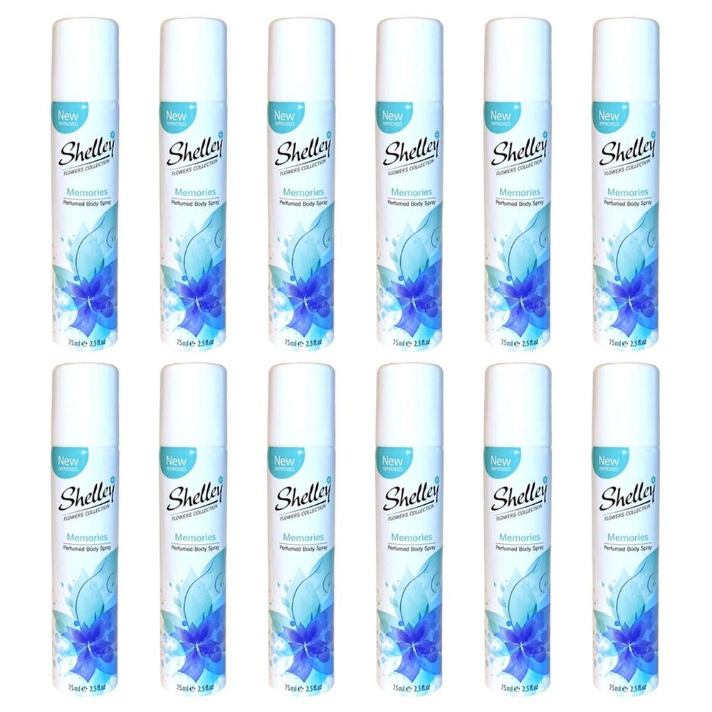 Shelley Deodorant Body Spray Memories 75ml All-Day Odour Control (12 Pack)