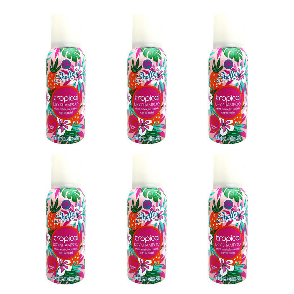 Shelley Instant Refresh Dry Shampoo Spray Tropical For All Hair Types 100ml (6 Pack)