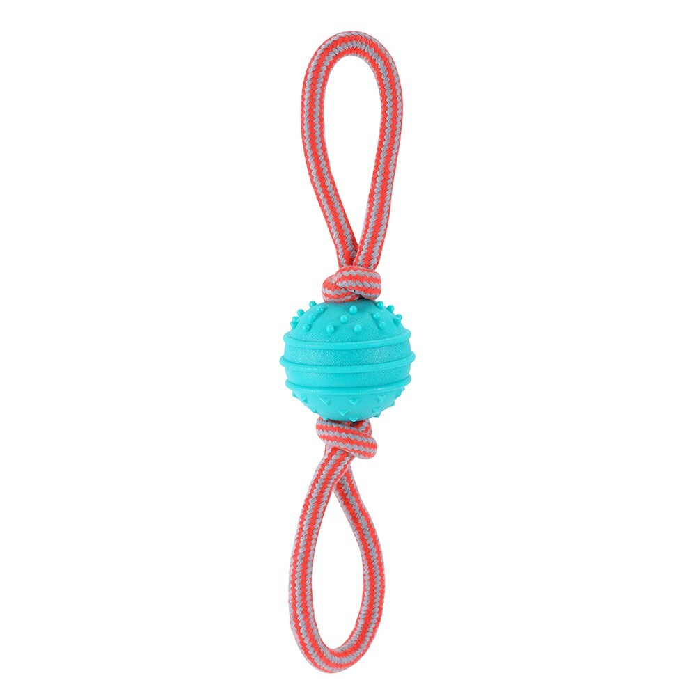 Paws and Claws Pet Dog 40cm Super Tuggers TPR Ball/Rope Double Tugger Chew Toy (2 Pack) — image 3