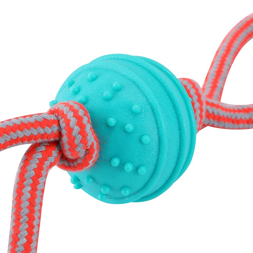 Paws and Claws Pet Dog 40cm Super Tuggers TPR Ball/Rope Double Tugger Chew Toy (2 Pack) — image 5