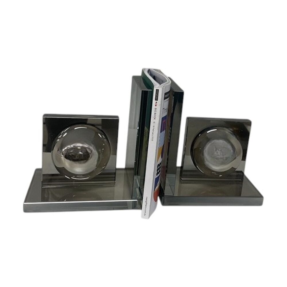 SS Collective Abstract Elegant Bookends 100% Crystal Glass Smokey Black (2 Pieces)