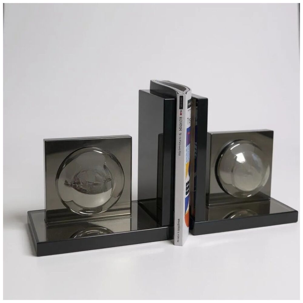 SS Collective Abstract Elegant Bookends 100% Crystal Glass Smokey Black (2 Pieces) — image 2