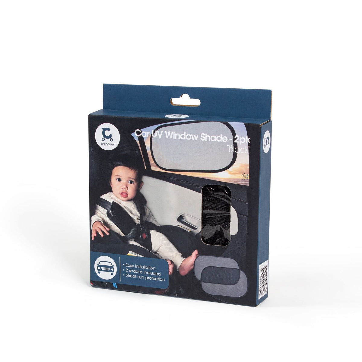 Childcare 2pc Childcare Basic Car Rear Side Window Shade With UV Protection Black (2 Pack) — image 2