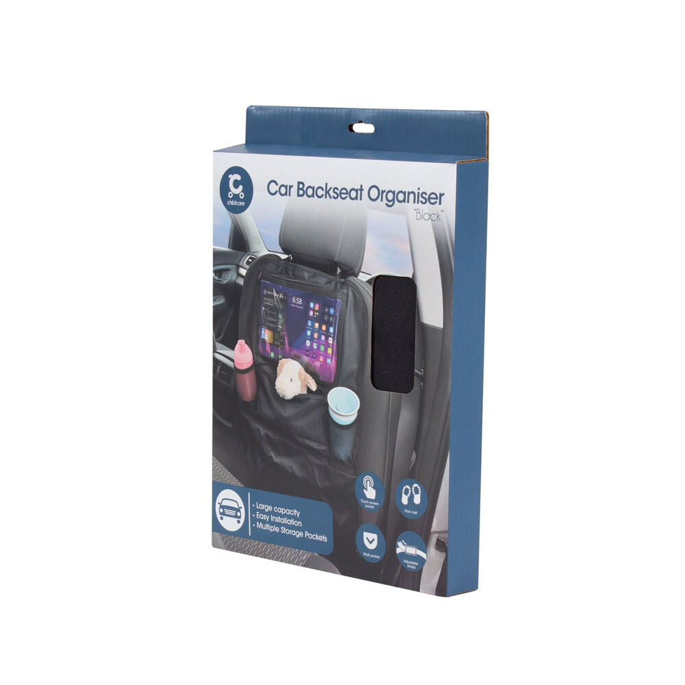Childcare Black 2-In-1 Universal Car Backseat Organiser and Kick-Mat — image 2