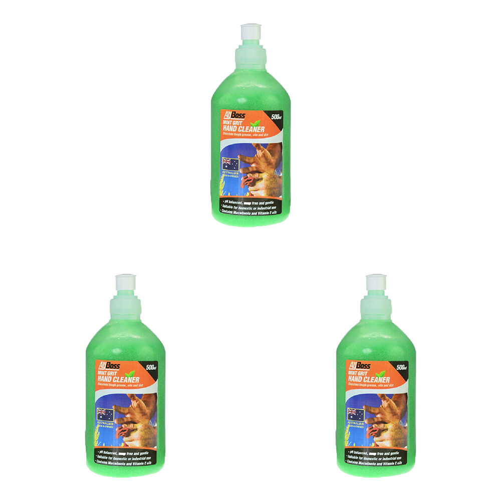 Agboss Hand Soap/Cleaner With Grit Heavy Duty Mint Scented 500ml (3 Pack)
