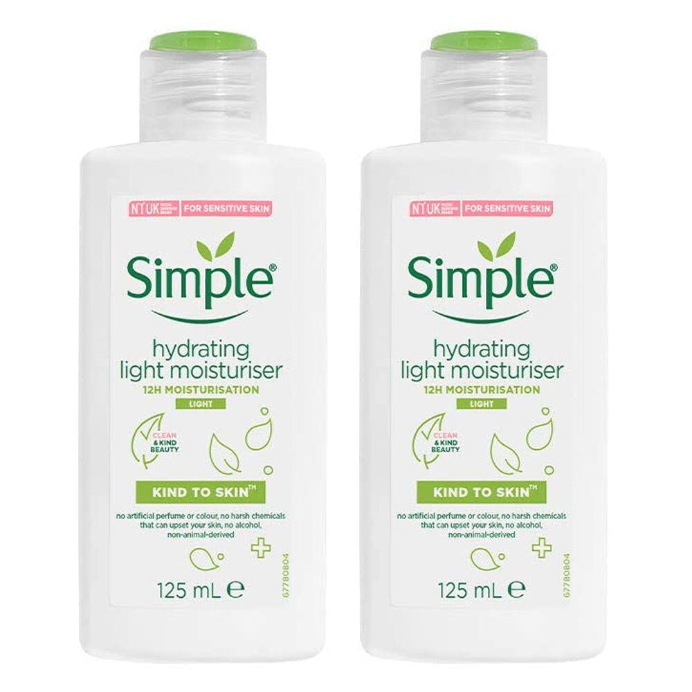 Simple 125ml Hydrating Light Moisturiser Kind To Skin (2 Pack)