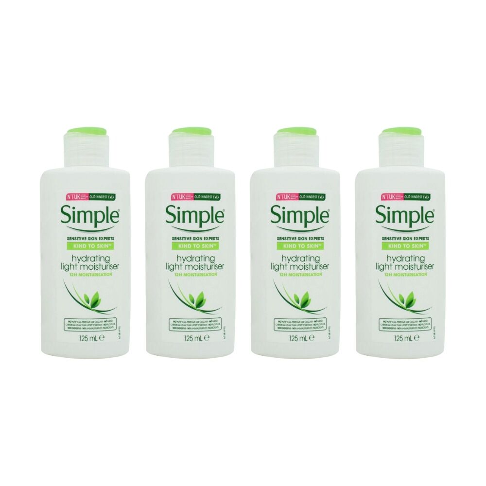 Simple Kind To Skin Hydrating Light 12H Moisturiser Bottle 125ml (4 Pack)