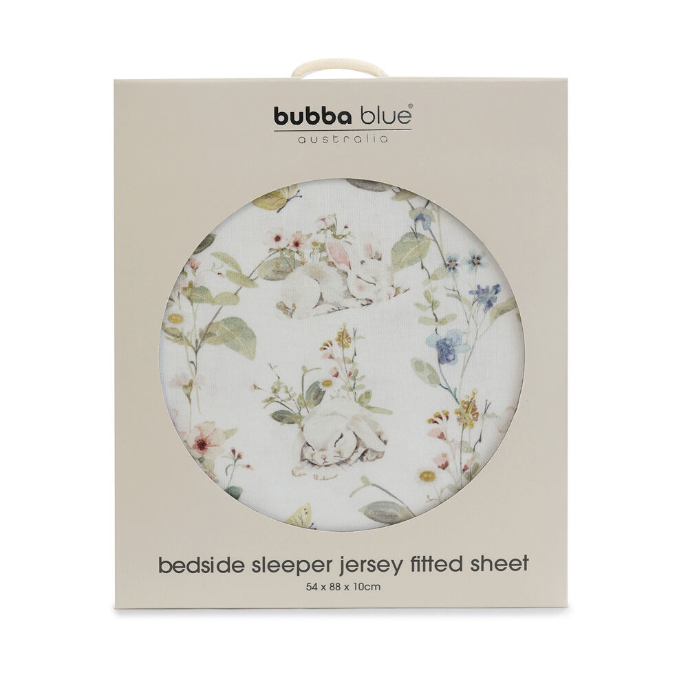 Bubba Blue Sleeping Bunny Jersey Bedside Sleeper Fitted Sheet 54x88x10cm (2 Pack) — image 2