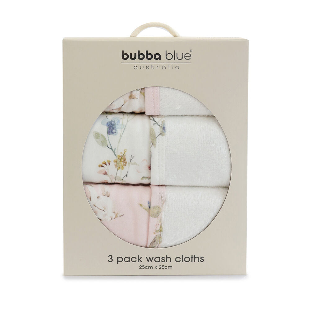 Bubba Blue 3pc Children's and Baby Sleeping Bunny Face Washers Soft Towels