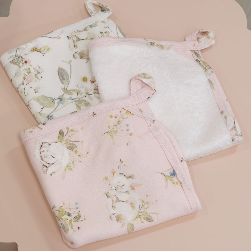 Bubba Blue 3pc Children's and Baby Sleeping Bunny Face Washers Soft Towels — image 5