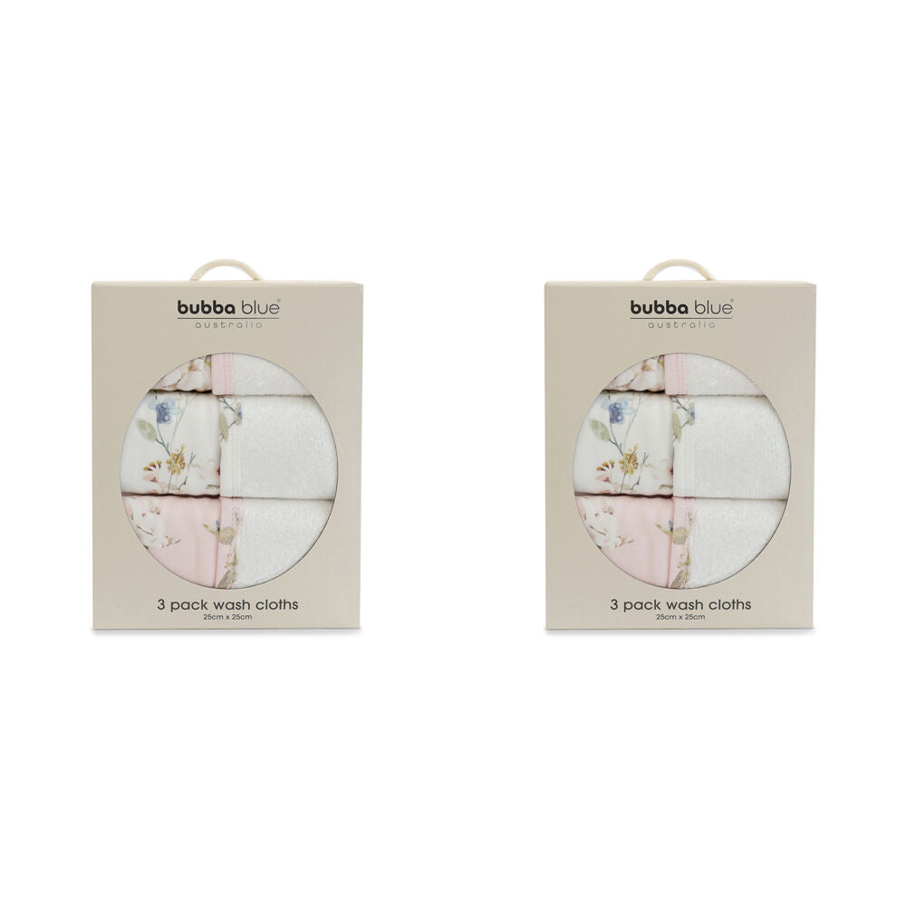 Bubba Blue 3pc Bubba Blue Children's and Baby Sleeping Bunny Face Washers 25x25cm (2 Pack)