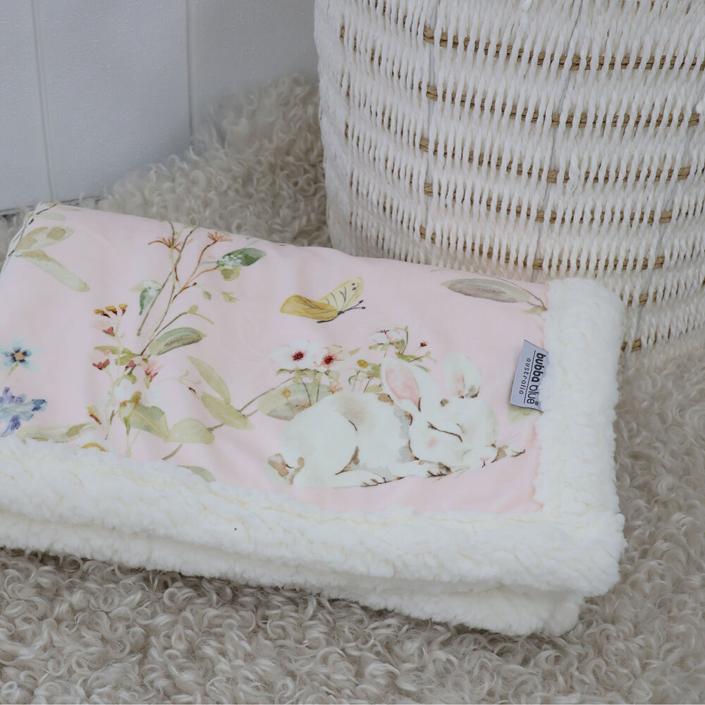 Bubba Blue 70x90cm Sleeping Bunny Reversible Fleece Cuddle Blanket — image 4