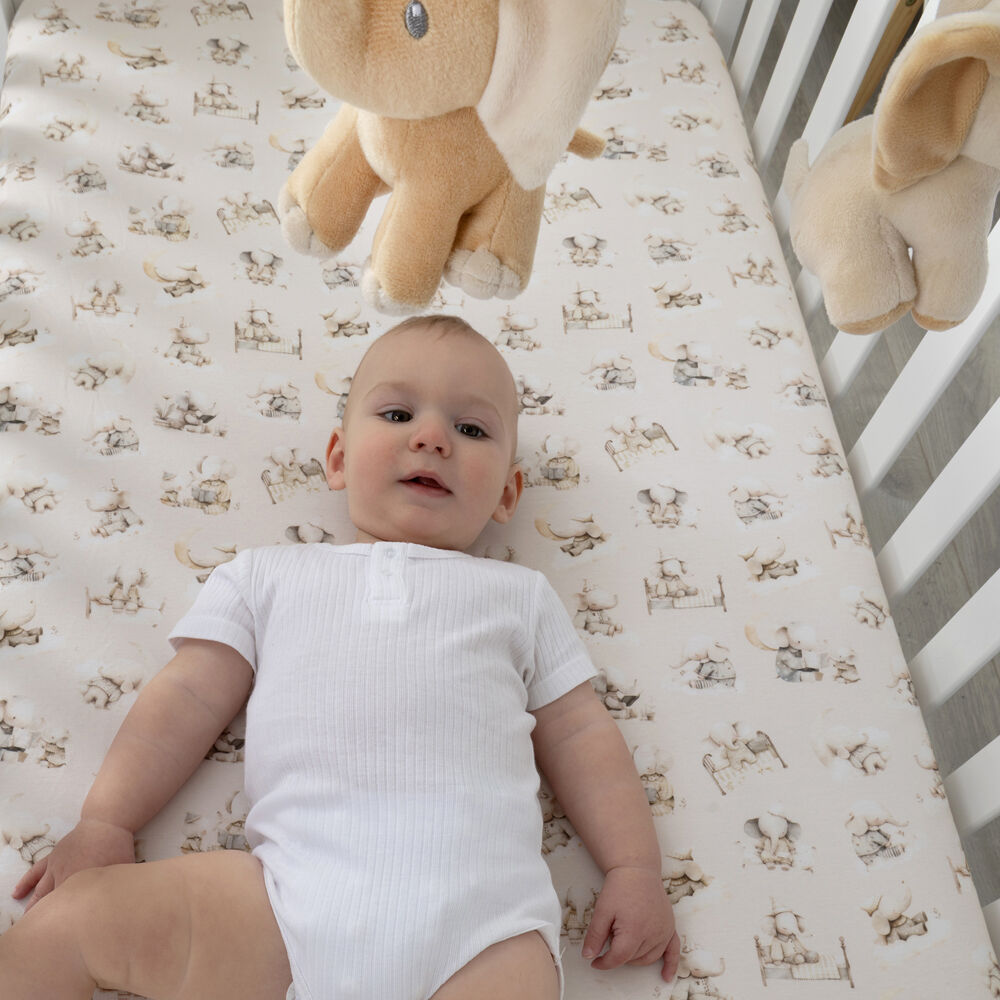 Bubba Blue 77x135x19cm Elephant Bedtime Jersey Cot Fitted Sheet — image 2