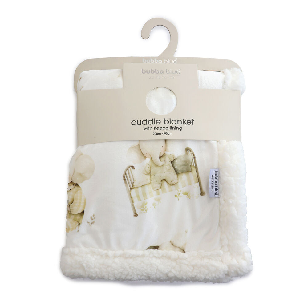 Bubba Blue 70x90cm Elephant Bedtime Reversible Fleece Cuddle Blanket