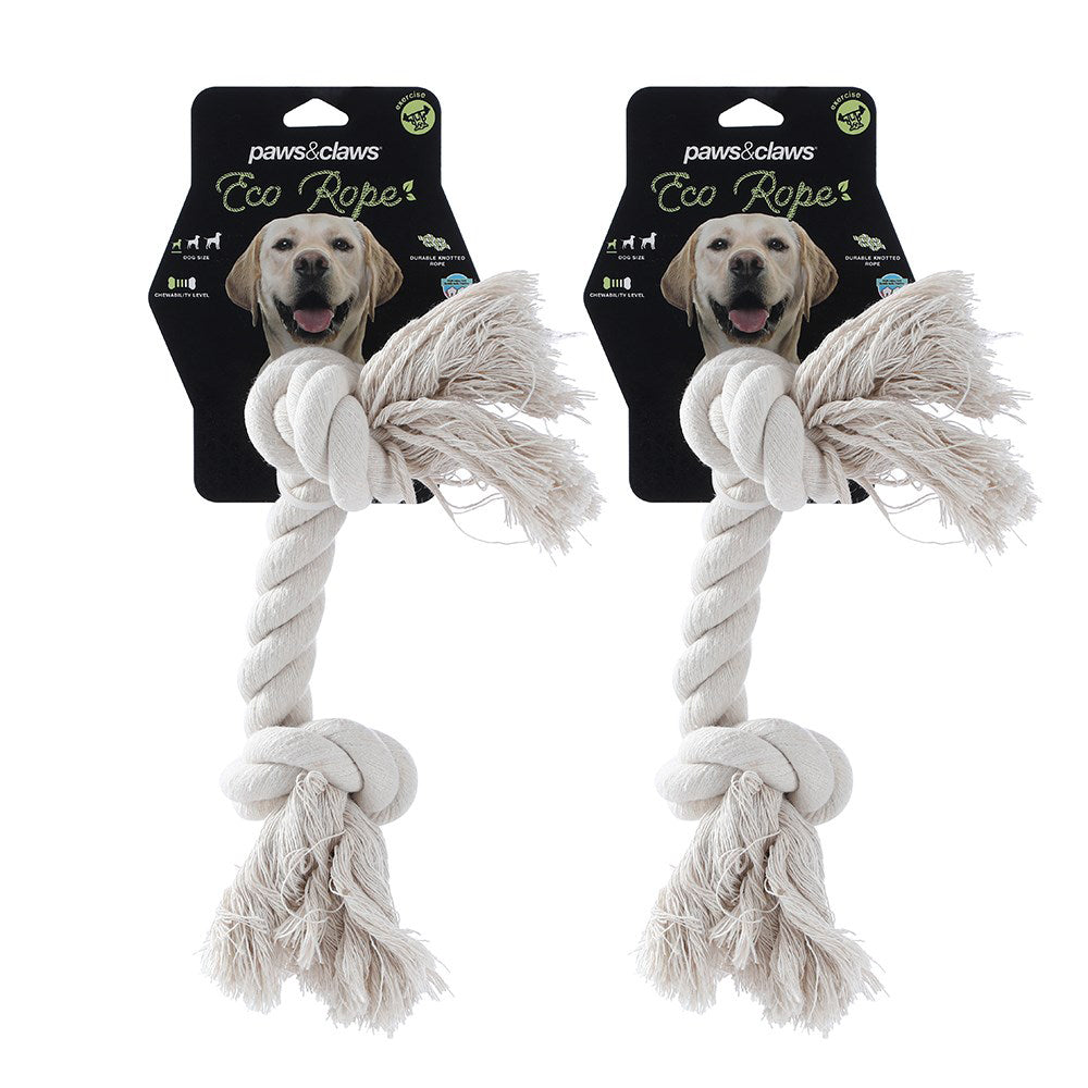 Paws and Claws 30cm Eco Braided/Knot Rope Pet/Dog Cotton Teeth Clean Chew Toy (2 Pack)