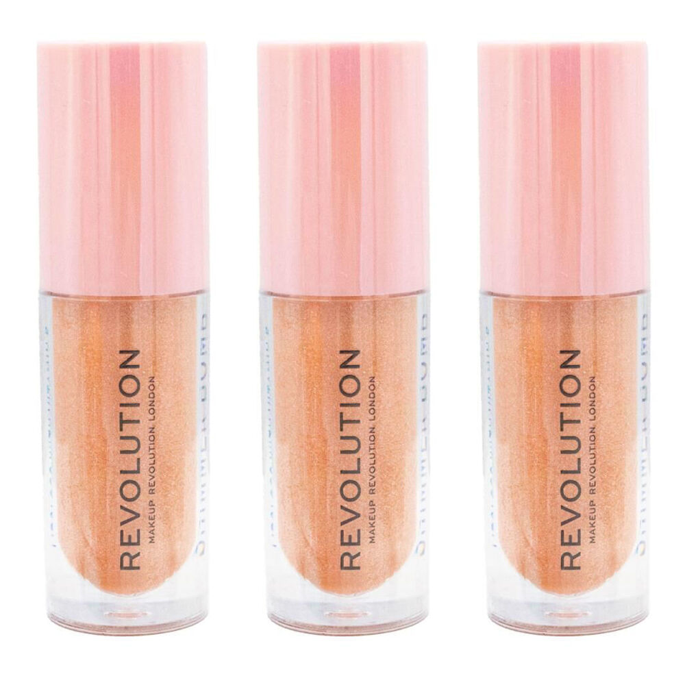 Revolution Liquid Lip Gloss Shimmer Bomb 4.5ml Starlight Glossy Makeup (3 Pack)