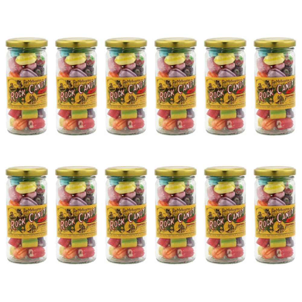 Melbourne Rock Candy Melbourne Family Asst Rock Candy Sweet Confectionery Lollies 170g Handmade (12 Pack)