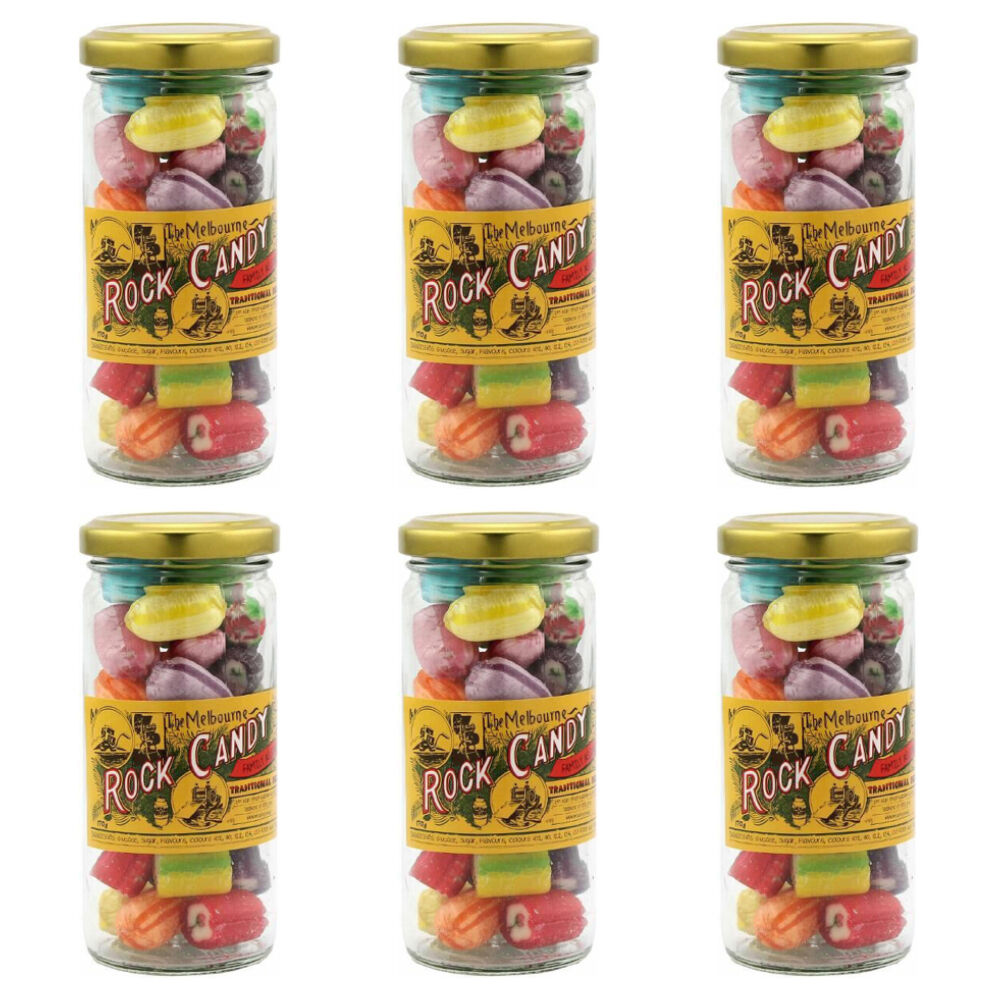 Melbourne Rock Candy Melbourne Family Assort Rock Candy Sweet Confectionery Lollies 170g Handmade (6 Pack)
