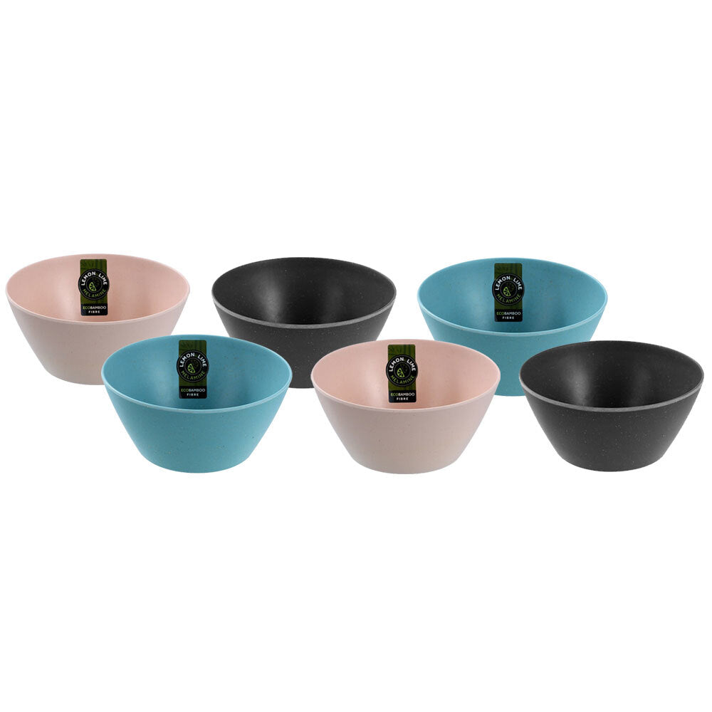 Lemon and Lime Round Melamine Eco Bamboo Fibre 15cm Serving/Dinner Bowl Assort (6 Pack)