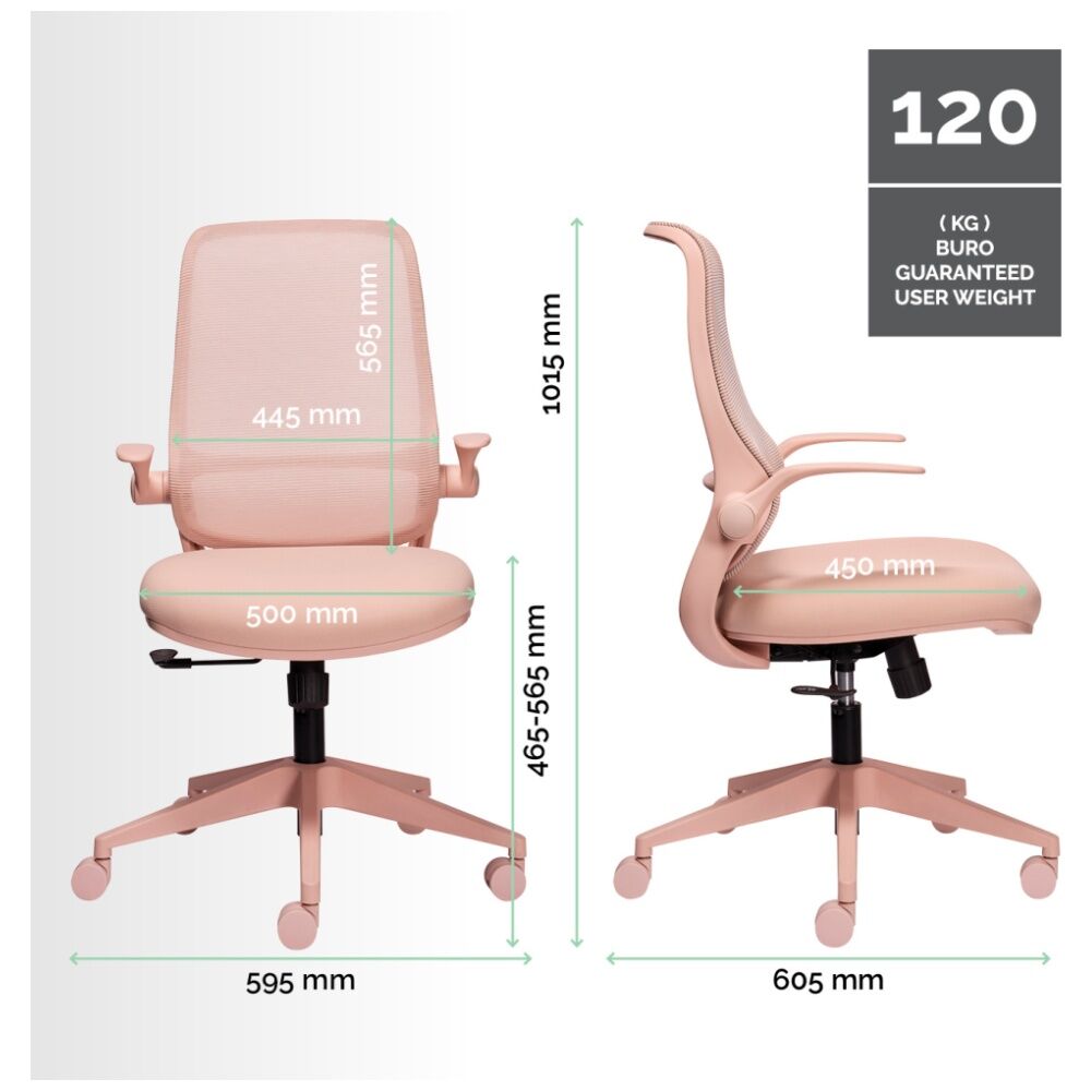 Mondo Shell Pink Mondo Zest Office Work Chair w/ Adjustable Armrests & Mesh Backing — image 9