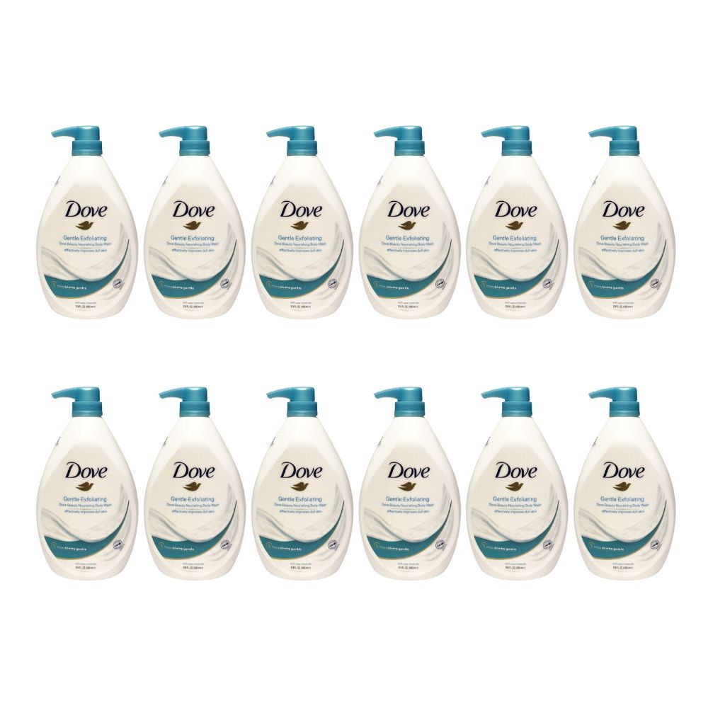 Dove Cream Gentle Exfoliating Body Wash 1L Moisturising Bath Care Soothing (12 Pack)