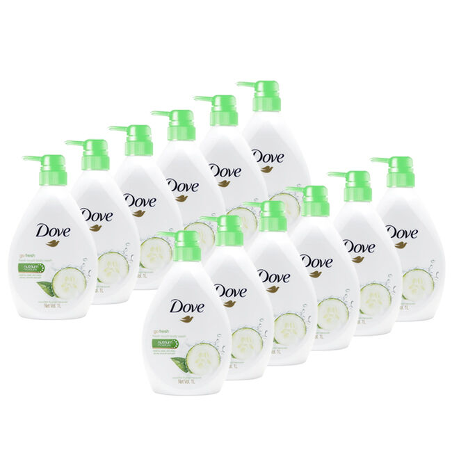 Dove Aqua Body Wash Go Fresh Touch & Green Tea 1L Refreshing Moisturiser (12 Pack)