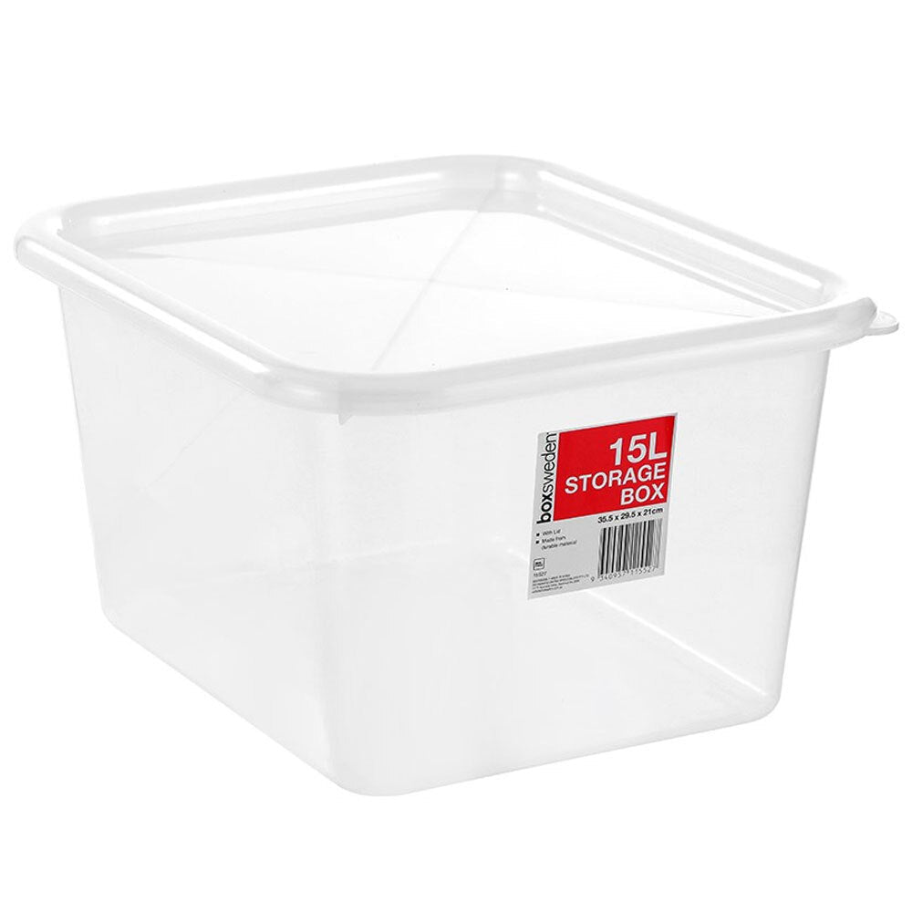 Boxsweden 15L Storage Container 35.5cm Home Organiser w/ Lid Holder Assorted (2 Pack) — image 3