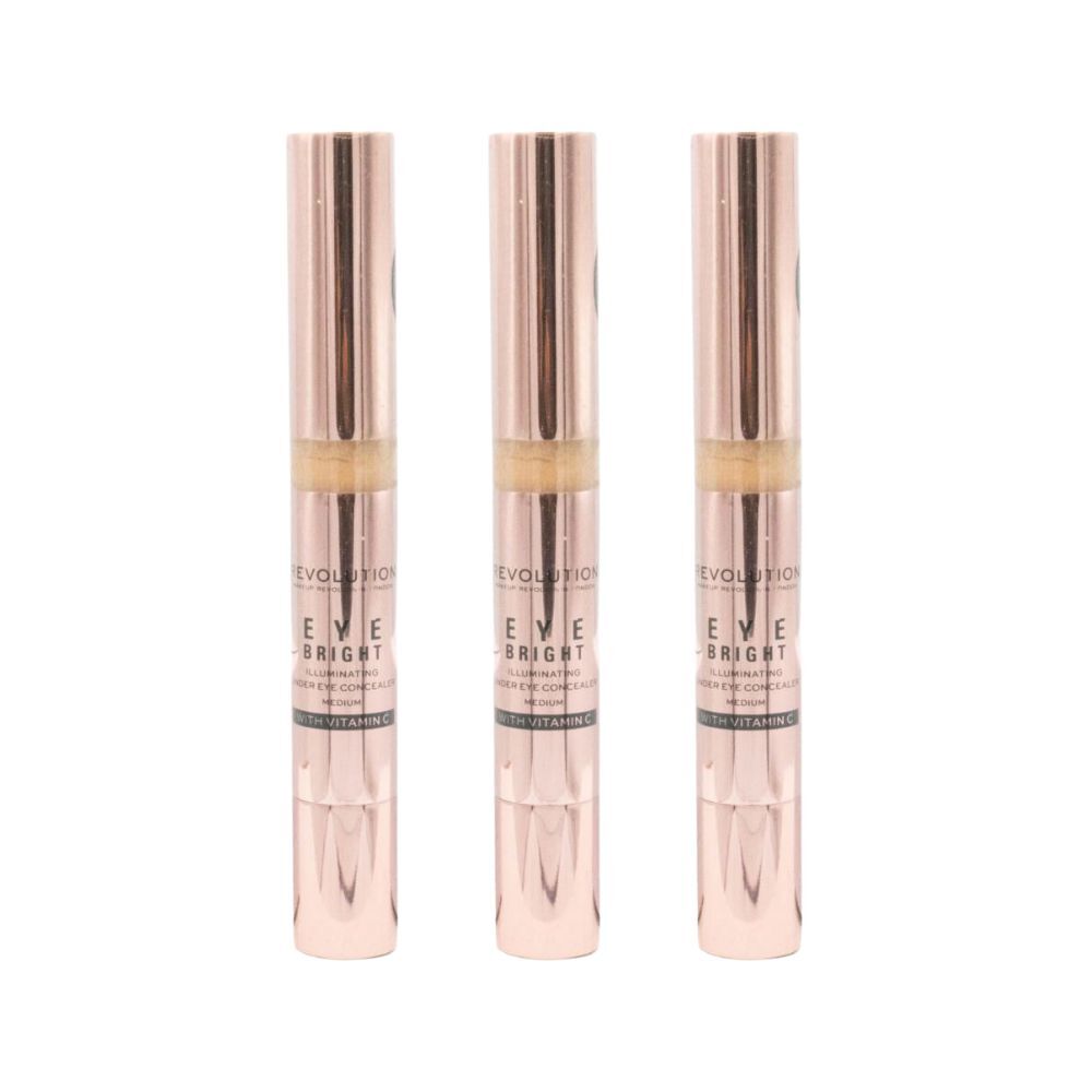 Revolution Illuminating Under-Eye Concealer Eye Bright Medium Beauty Makeup (3 Pack)
