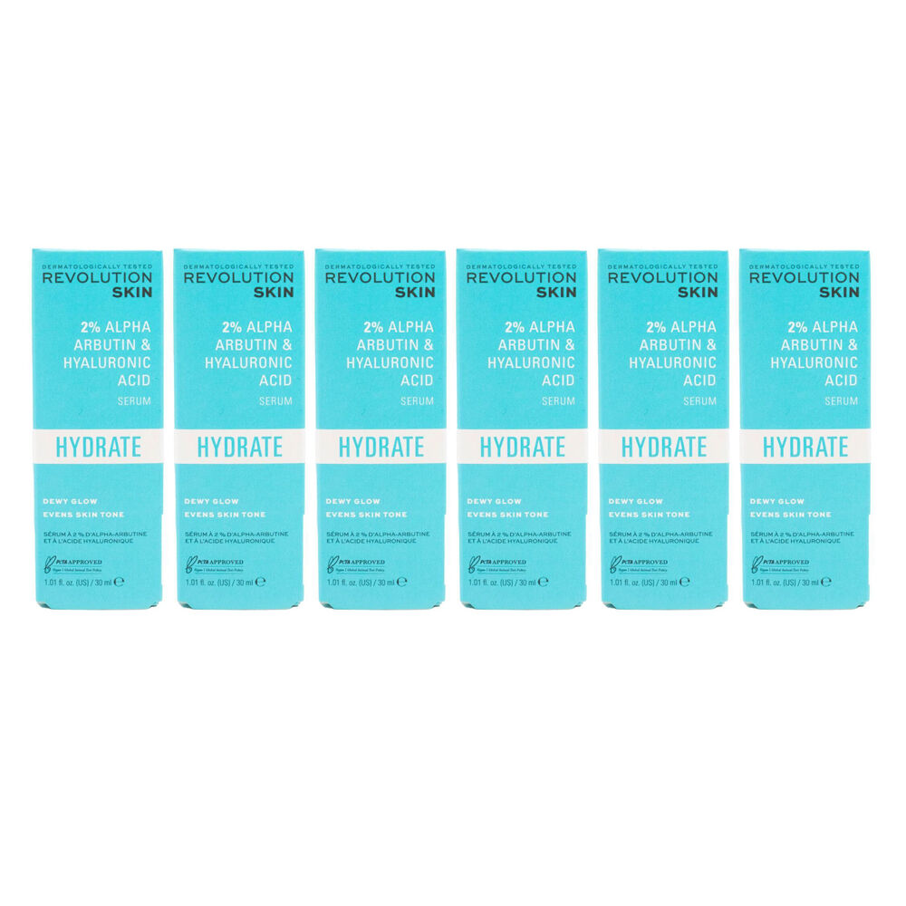 Revolution Skin Hydrate 2% Alpha Arbutin & Hyaluronic Acid Serum Care 30ml (6 Pack)