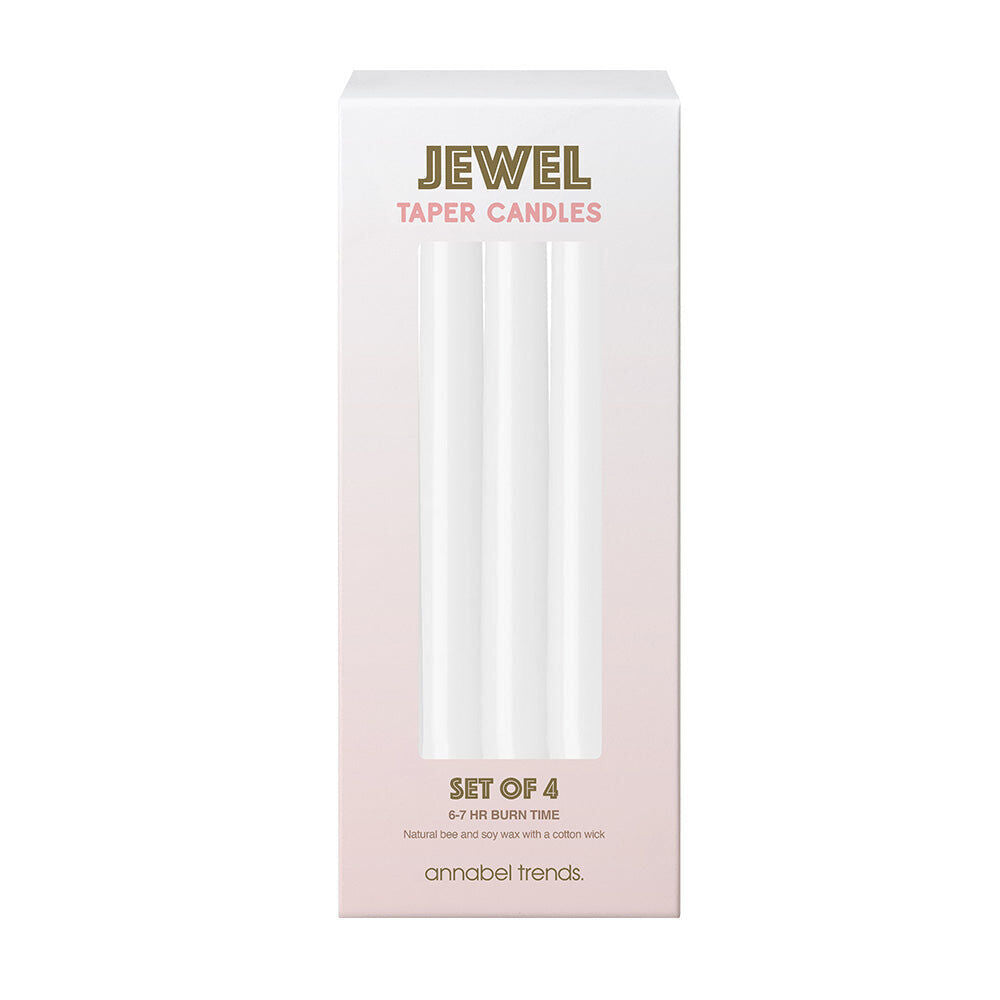 Annabel Trends Jewel Long Taper Candles Soy Beeswax 30cm White (3 Pieces) — image 2