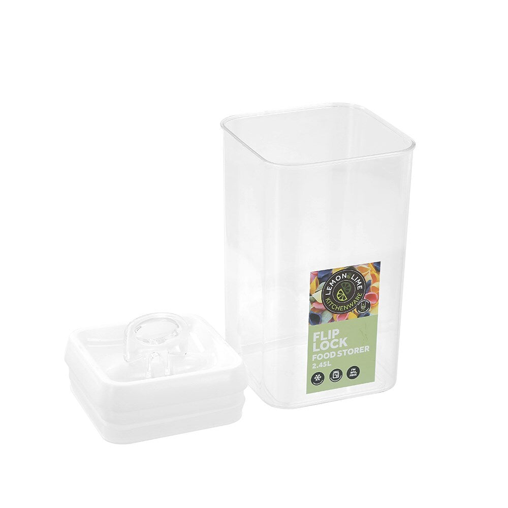 Lemon and Lime Flip Lock 2.45L/23cm Food Storer/Storage Square Container Clear (2 Pack) — image 3