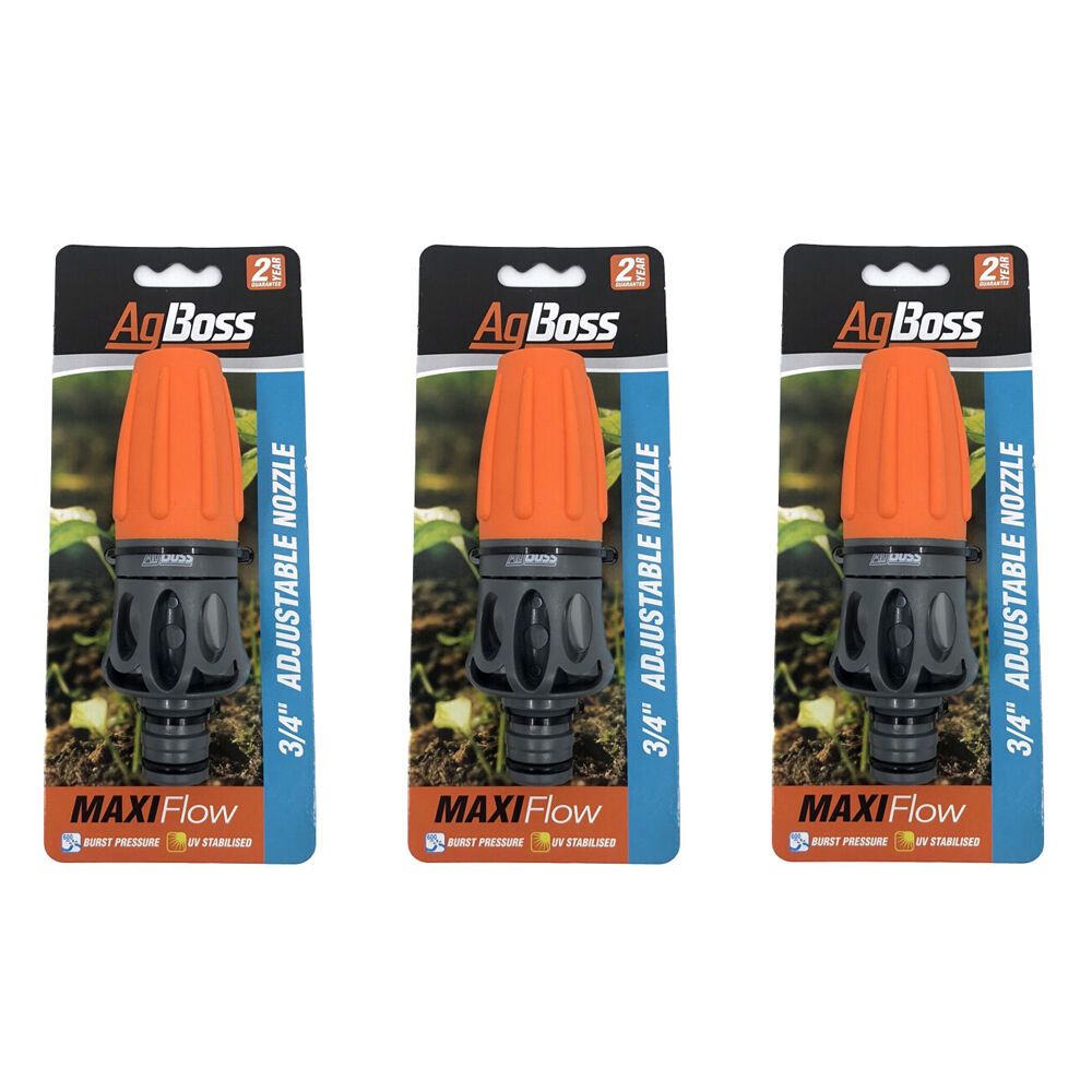 Agboss Maxi-Flow Gardening Hose Nozzle 18mm Orange and Black (3 Pack)